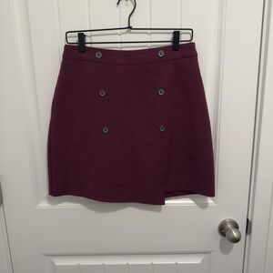 Banana Republic Women's Burgundy Mini Skirt Button Accents Size 4